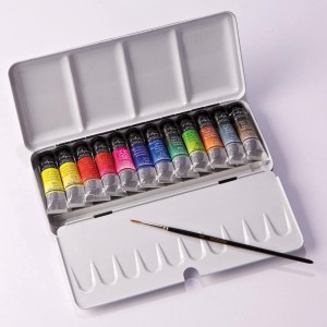 Tinta Aquarela Sennelier L'Aquarelle Extra Fine Bisnaga 12 Cores c/ Pincel