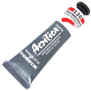 Tinta Acrílica Corfix 37ml 130 Vermelho Cádmio Escuro Imit.