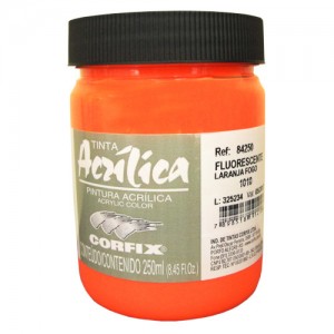 Tinta Acrílica Fluorescente Corfix 250ml 1010 Laranja Fogo