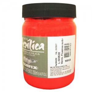 Tinta Acrílica Fluorescente Corfix 250ml 1013 Vermelho