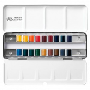Tinta Aquarela Pastilha Profissional 18 Cores Winsor & Newton