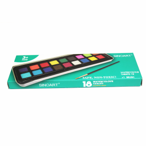 Tinta Aquarela em Pastilha com 18 Cores Sinoart