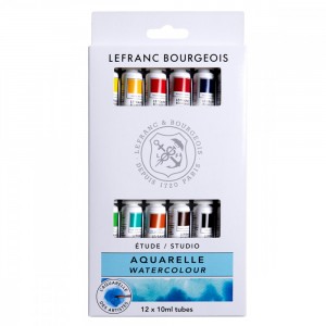 Estojo Aquarela Lefranc & Bourgeois Tubo 10ml 12 Cores