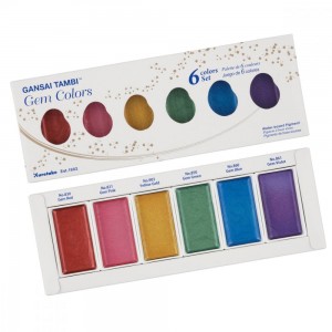 Estojo Aquarela Kuretake Gansai Tambi Gem Colors 6 Cores