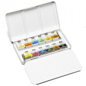 Tinta Aquarela Pastilha Pébéo 12 Cores Aquarelle Fine