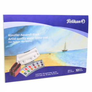 Bloco de Papel Para Aquarela Pelikan 10 Folhas 24X34cm 250g/m²