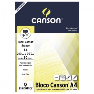 Bloco de Papel Para Desenho Canson 180g/m² A4 Branco