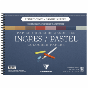 Bloco Papel Clairefontaine Ingres Para Pastel 30x40cm Cores Vivas