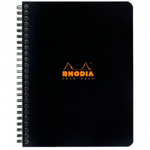 Caderno Rhodia Note Book Papel Quadriculado Capa Preta A5+ Espiral