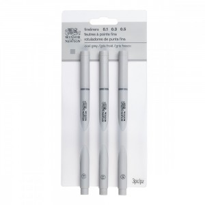 Estojo Fineliner Nanquim Winsor & Newton 3 Canetas Cinza