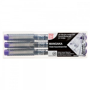 Estojo Caneta Nanquim Mangaka Violet 3 Pontas Kuretake