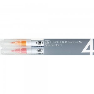 Estojo Caneta Kuretake Zig Clean Color Real Brush Pale Colours 4 Unidades