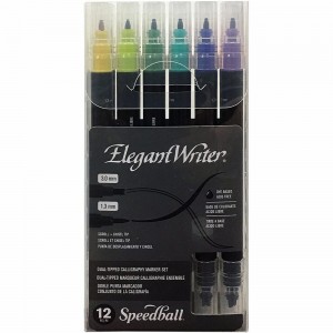 Estojo Speedball Caneta Caligráfica Elegant Writer 12 Cores Ponta Dupla