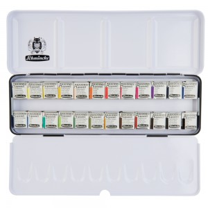 Estojo Tinta Aquarela Pastilha 24 Cores Schmincke Akademie
