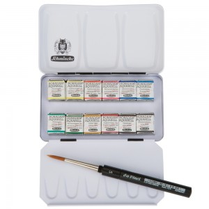Estojo Tinta Aquarela 12 Cores + 1 Pincel Schmincke Horadam