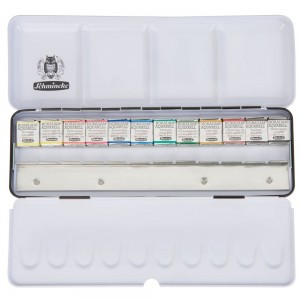 Estojo Tinta Aquarela Pastilha 12 Cores Schmincke Horadam