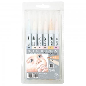 Estojo Caneta Kuretake Zig Clean Color Real Brush Portrait 6 Unidades