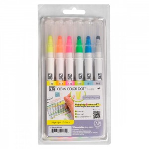 Estojo Zig Single Highlight Colors 6 Unidades Kuretake 