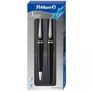 Kit Caneta Tinteiro e Esferográfica Jazz Pelikan Preta