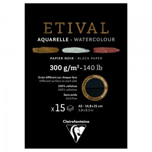 Bloco Para Aquarela Etival Papel Preto A5 300g 