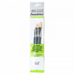 Kit De Pincéis Óleo Winsor & Newton Foundation 03 Unidades Chato 5295020
