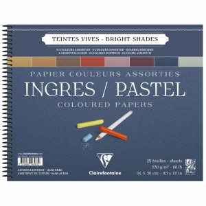 Bloco Papel Clairefontaine Ingres Para Pastel 24x30cm Cores Vivas