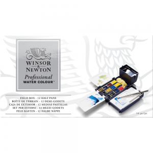 Tinta Aquarela Pastilha Winsor & Newton Profissional Field Box 12 Cores