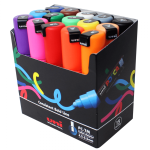 Estojo Caneta Posca Kit 15 Cores Uni Ball PC-7M