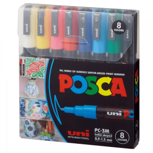 Kit Marcador Posca Uni-Ball PC-3M 8 Cores