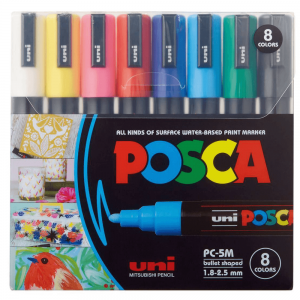 Kit Marcador Posca Uni-Ball PC-5M 8 Cores