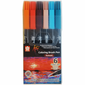Caneta Ponta de Pincel 6 Cores Paisagem Koi Sakura