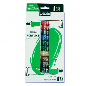Estojo Tinta Acrílica Pébéo Studio 12 Cores 12ml 