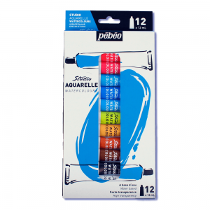 Estojo Tinta Aquarela Pébéo Studio 12 Cores 12ml
