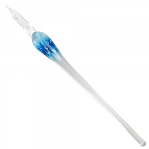 Pena de Vidro Para Caligrafia Floral Azul Sinoart