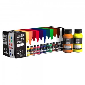 Estojo Tinta Acrílica Liquitex Basics Fluída 118ml 12 Cores 