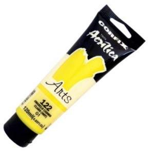 Tinta Acrílica 120ml Corfix Arts 122 Amarelo Cádmio Claro G1